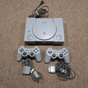Sony PlayStation 1 Console SCPH-9001 Gray Bundle 2 DualShock Controllers PS1
